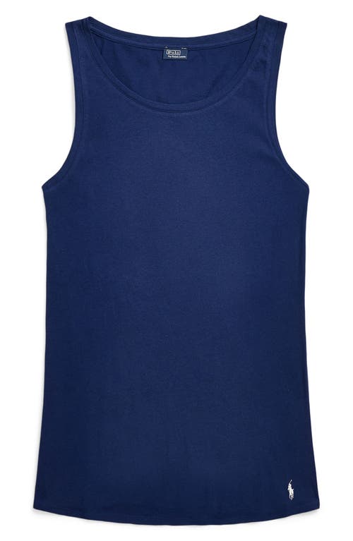Polo Ralph Lauren Long & Lean Cotton Jersey Lounge Tank In Navy