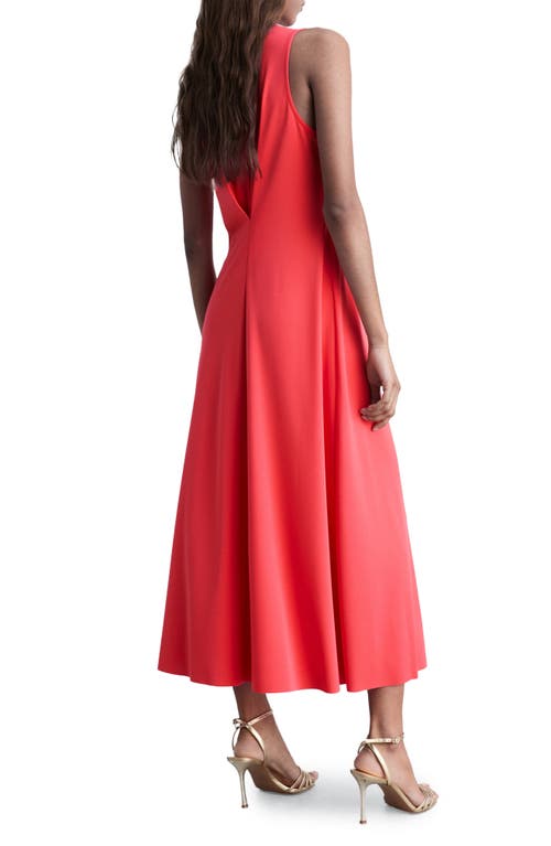 Mango Pleated Sleeveless Knit Maxi Dress In Salmon