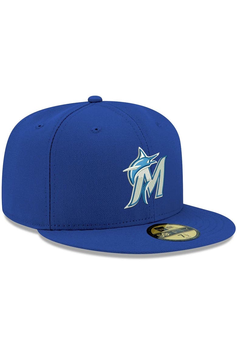 Men's New Era Royal Miami Marlins White Logo 59FIFTY Fitted Hat, Alternate, color, Royal