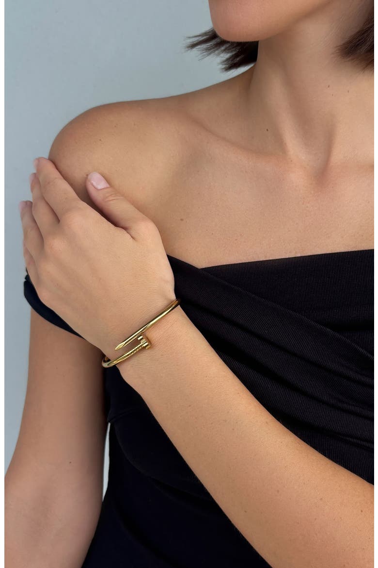 18k Gold Plated Nail Cuff Bracelet, Main, color, GOLD