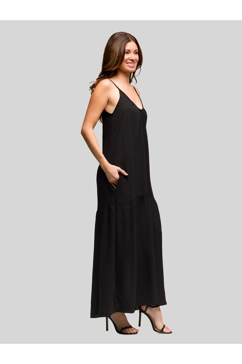 Lightweight Spaghetti Strap Pocket Maxi Dress, Alternate, color, Black