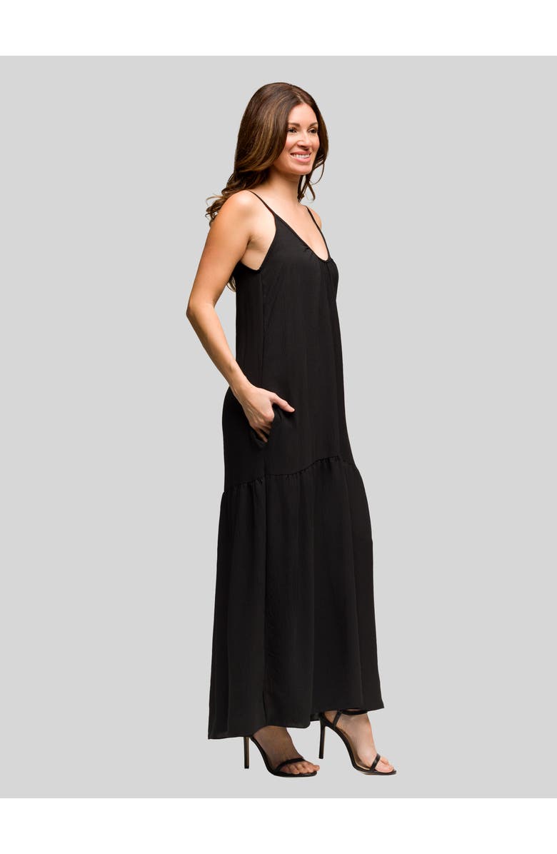 24seven Comfort Apparel Lightweight Spaghetti Strap Pocket Maxi Dress, Alternate, color, Black