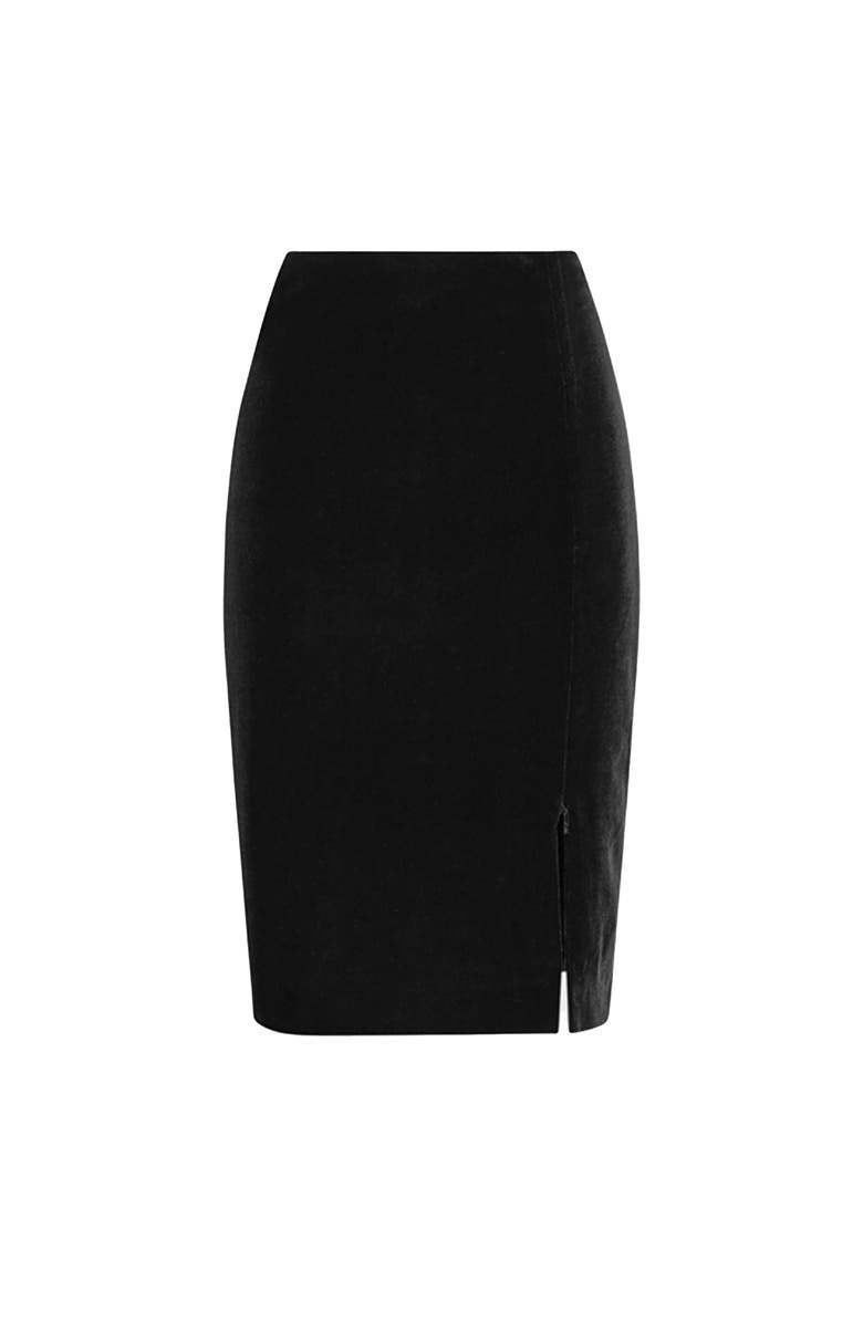 Anne Fontaine Women 's Skirt Etoile Black Designer Skirt With Adjustable Zippered Waist And Side Slit, Alternate, color, Black