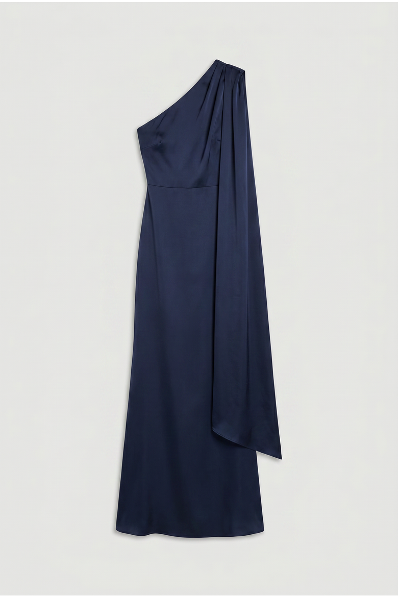 One Shoulder Maxi Dress, Alternate, color, Navy