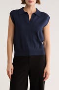 ELIE ELIE TAHARI Pointelle Sleeveless Polo Sweater
