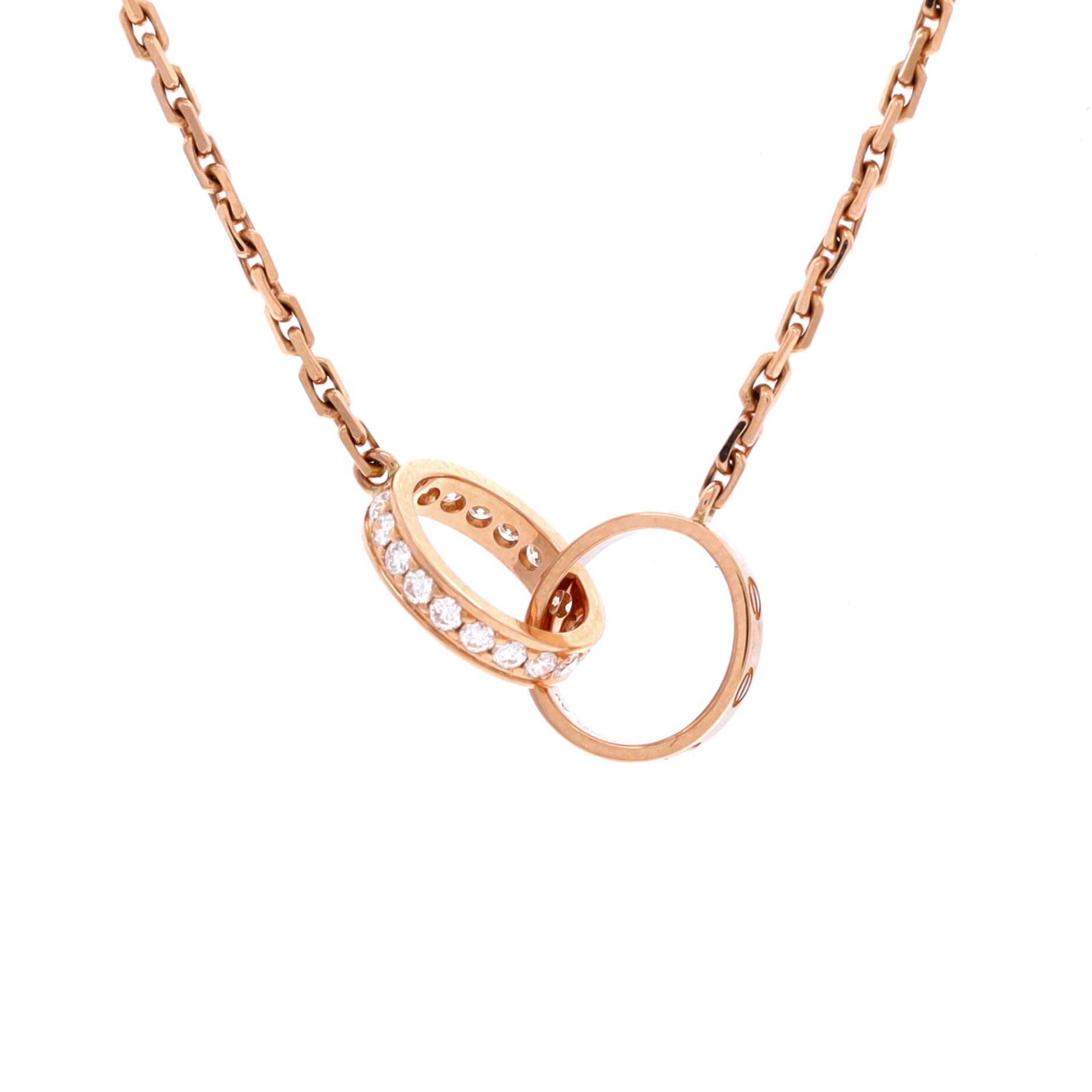 Love Interlocking Necklace 18K Rose Gold with Diamonds, Main, color, Metallic Gold