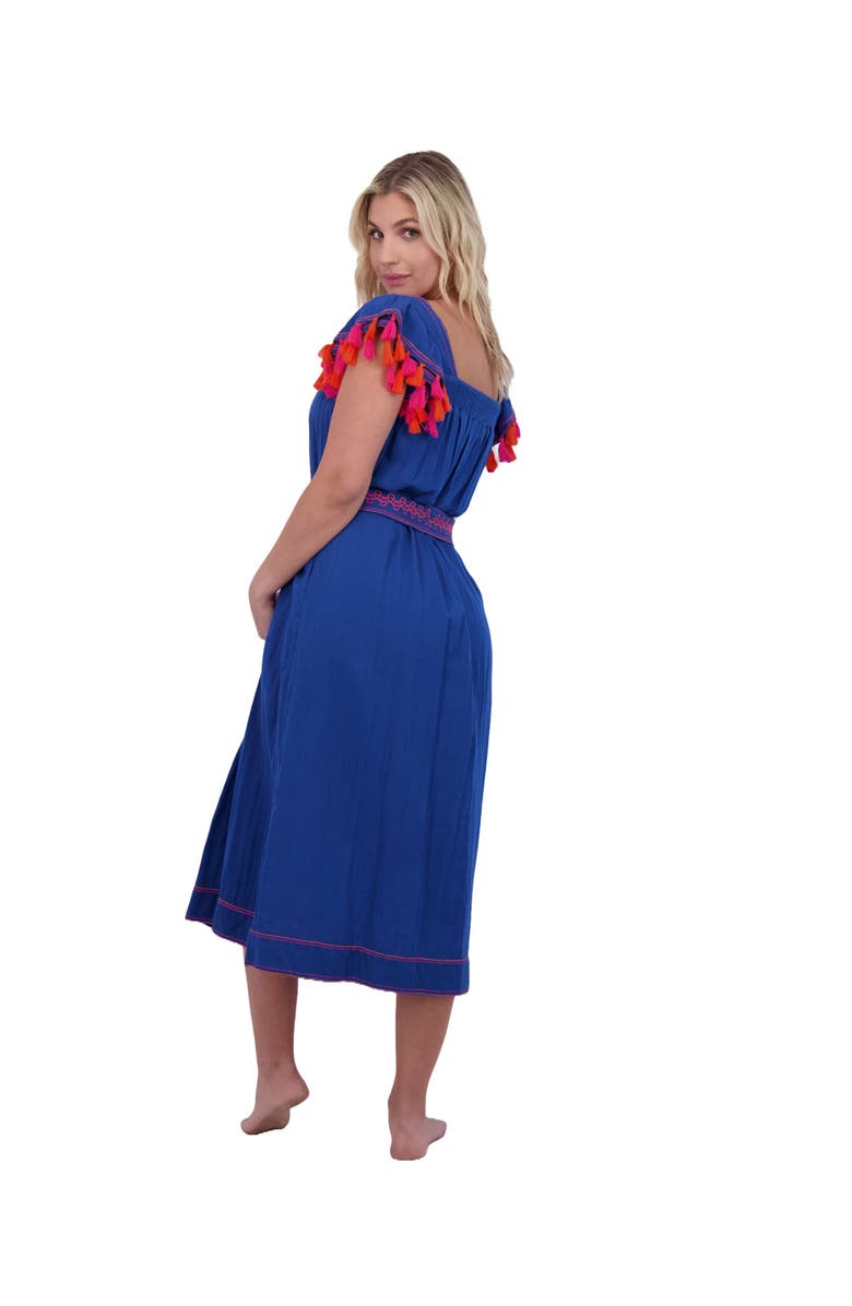 Mer St. Barth Maxi Sandrine Women's Dress Classic Blue Embroidery, Alternate, color, Blue