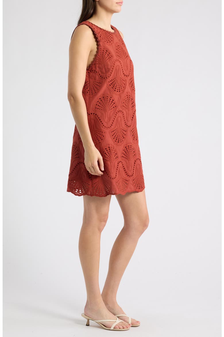 Cannes Eyelet Cotton Shift Minidress, Alternate, color, WINE