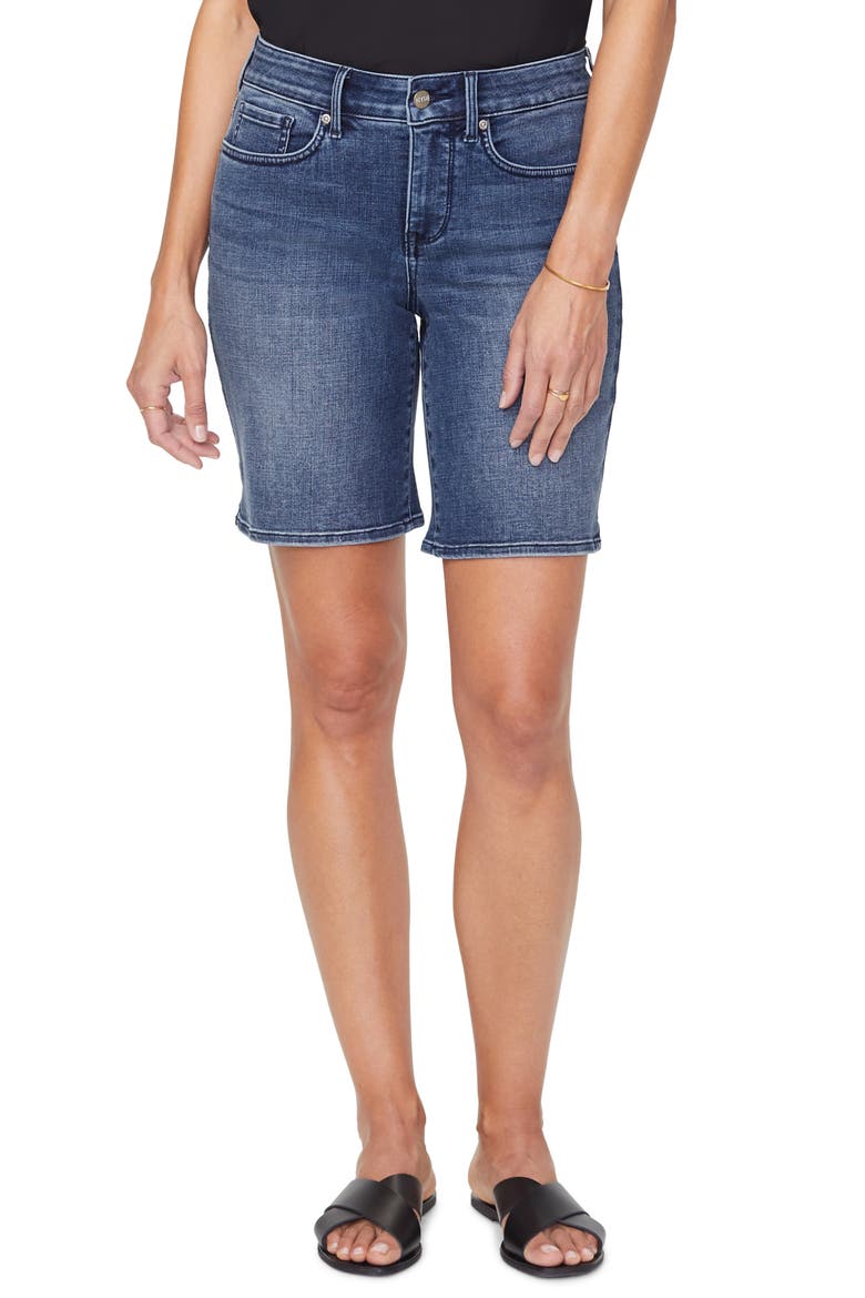 Ella Side Slit Denim Shorts, Main, color, LAZARO