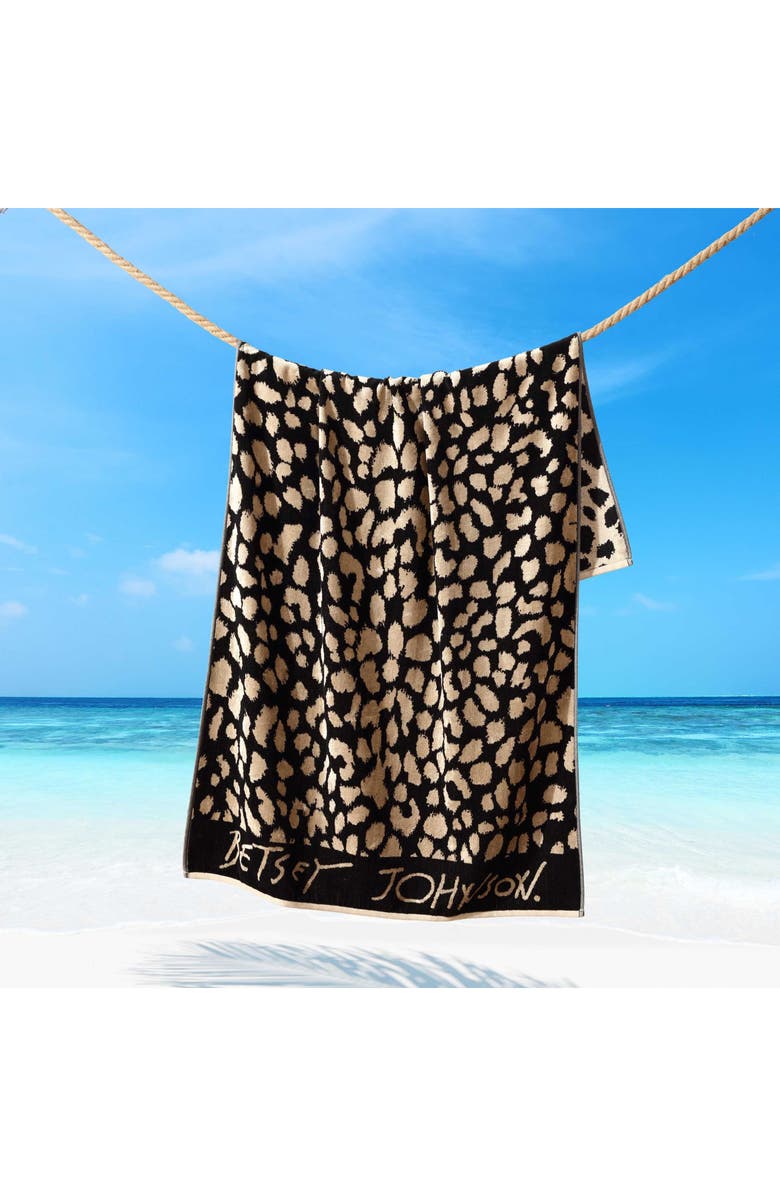 Betsey Johnson Leopard Beach Towel, Alternate, color, Black