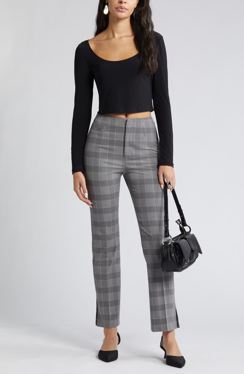Open Edit Plaid Bootcut Suit Pants, Alternate, color,