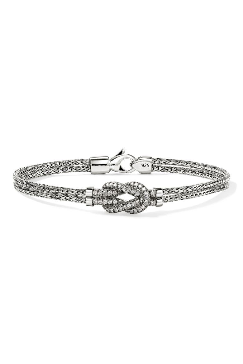 Love Knot Bracelet, Diamonds, Main, color, SILVER
