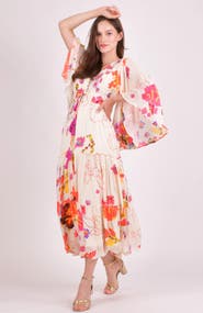RAAS Grasie Floral Ruffle Chiffon Maxi Dress