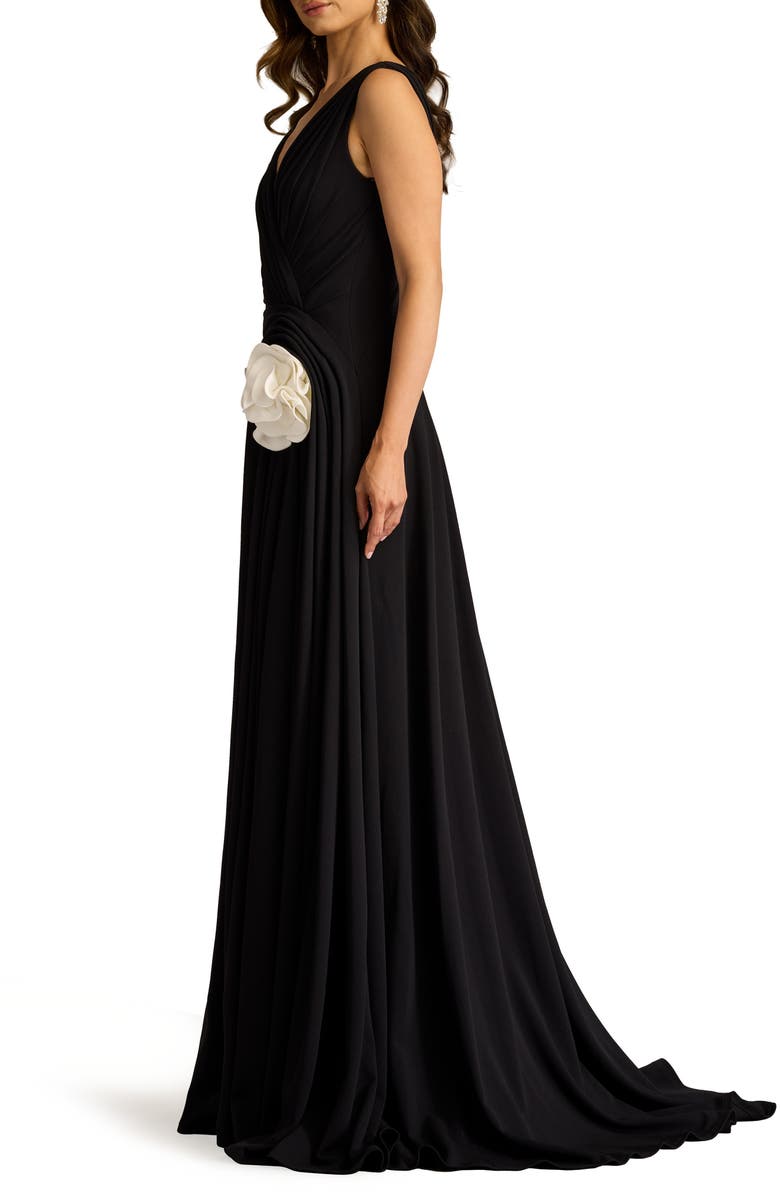 Tadashi Shoji Rosette Detail Sleeveless A-Line Gown, Alternate, color, 