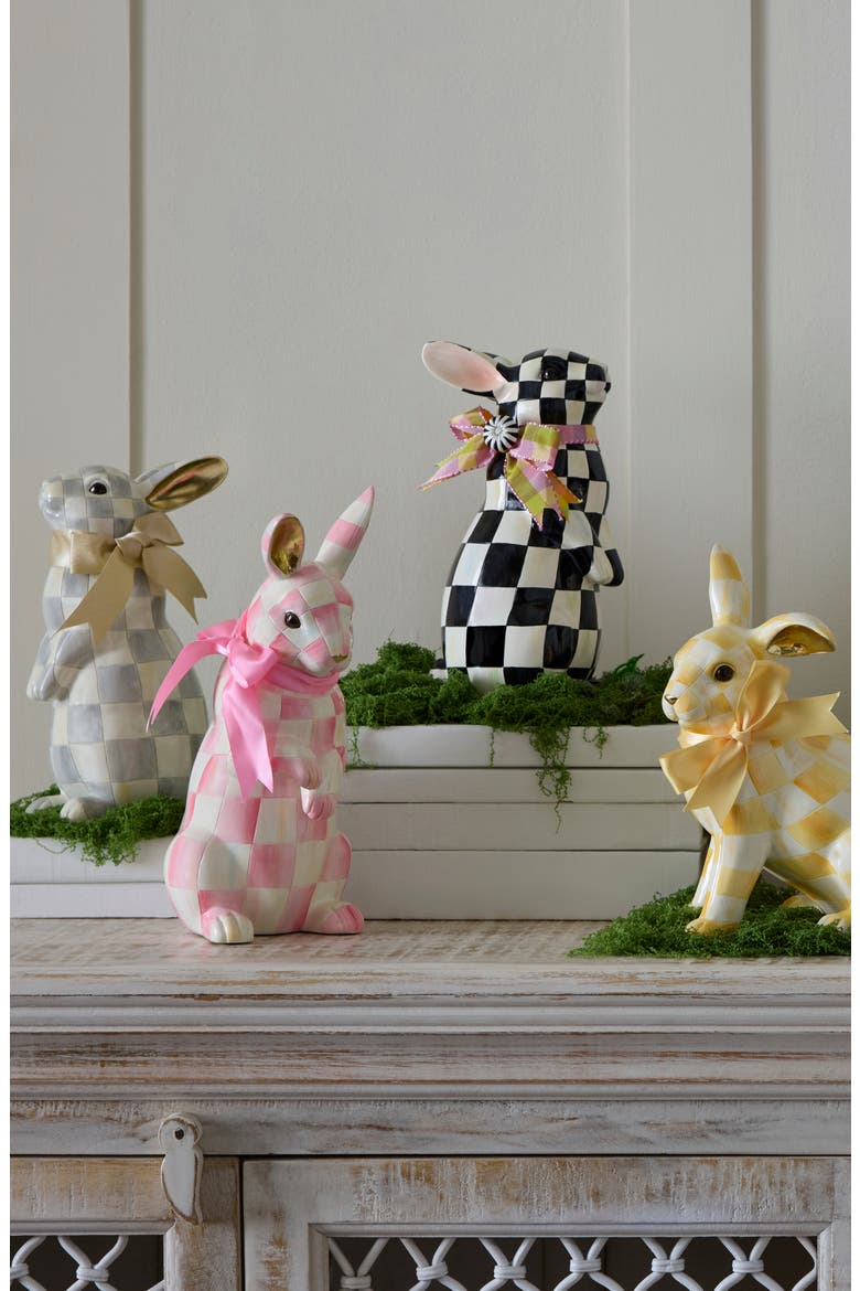 Courtly Check Standing Bunny, Alternate, color, BLACK