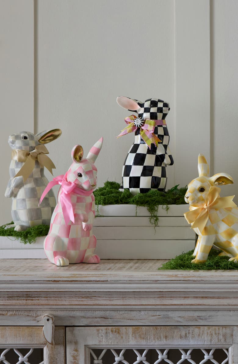 MACKENZIE CHILDS Courtly Check Standing Bunny, Alternate, color, Black
