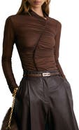 Reiss Robyn Ruched Long Sleeve Top