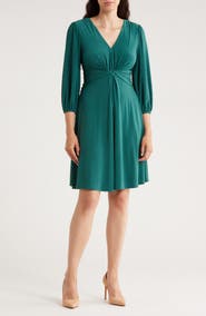Vince Camuto Twist Front Balloon Sleeve Fit & Flare Dress