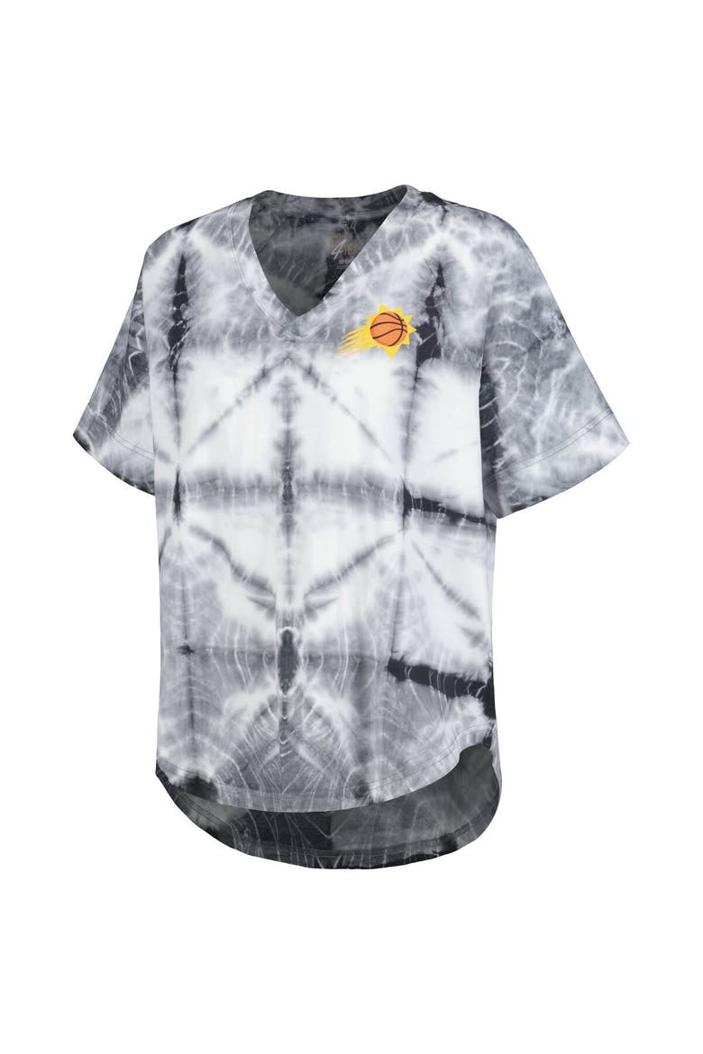 Women's G-III 4Her by Carl Banks Black Phoenix Suns Tournament Raglan Oversized Tie-Dye V-Neck T-Shirt, Alternate, color, Black