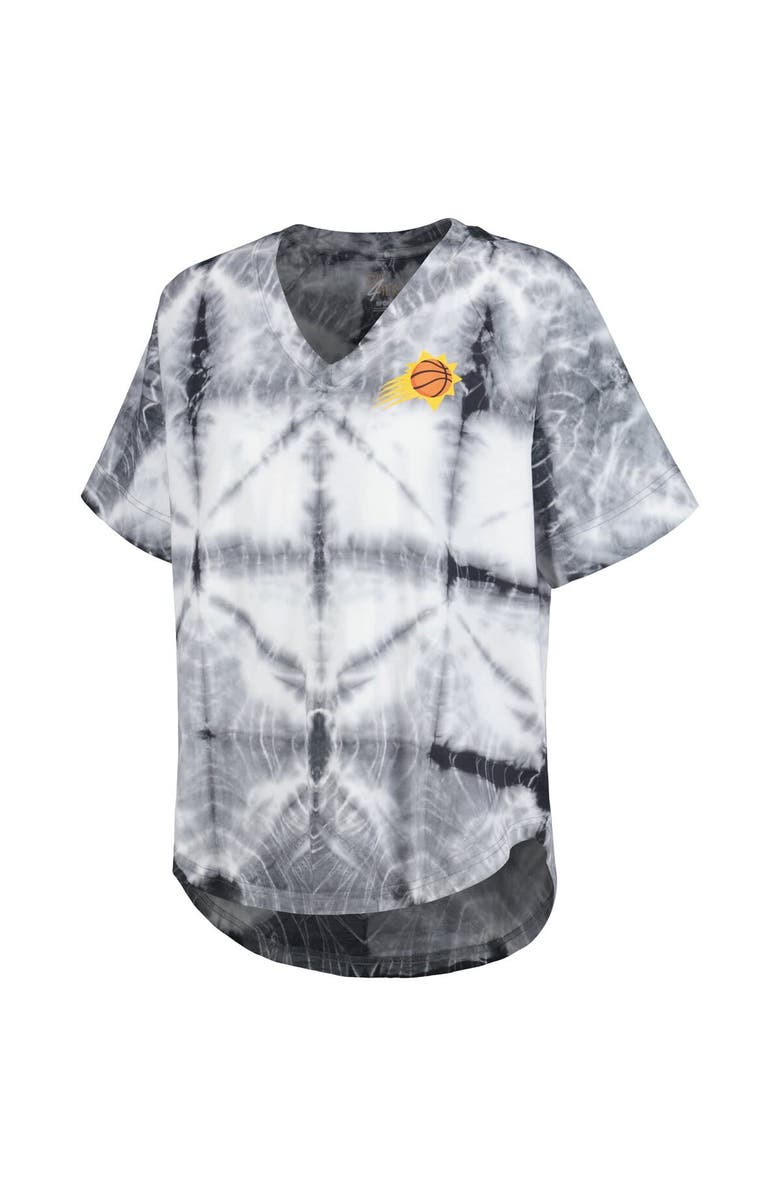 G-III 4HER BY CARL BANKS Women's G-III 4Her by Carl Banks Black Phoenix Suns Tournament Raglan Oversized Tie-Dye V-Neck T-Shirt, Alternate, color, Black