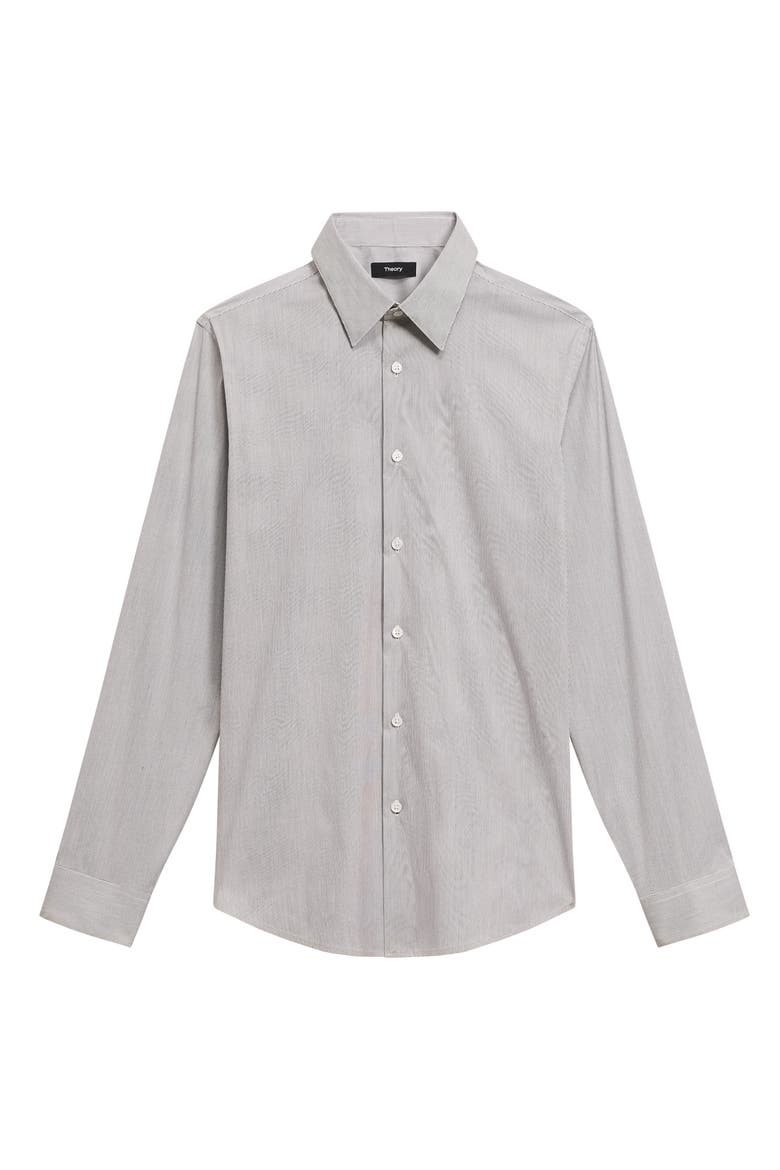 Sylvain Micropattern Stretch Cotton Blend Button-Up Shirt, Alternate, color, BLACK/ WHITE