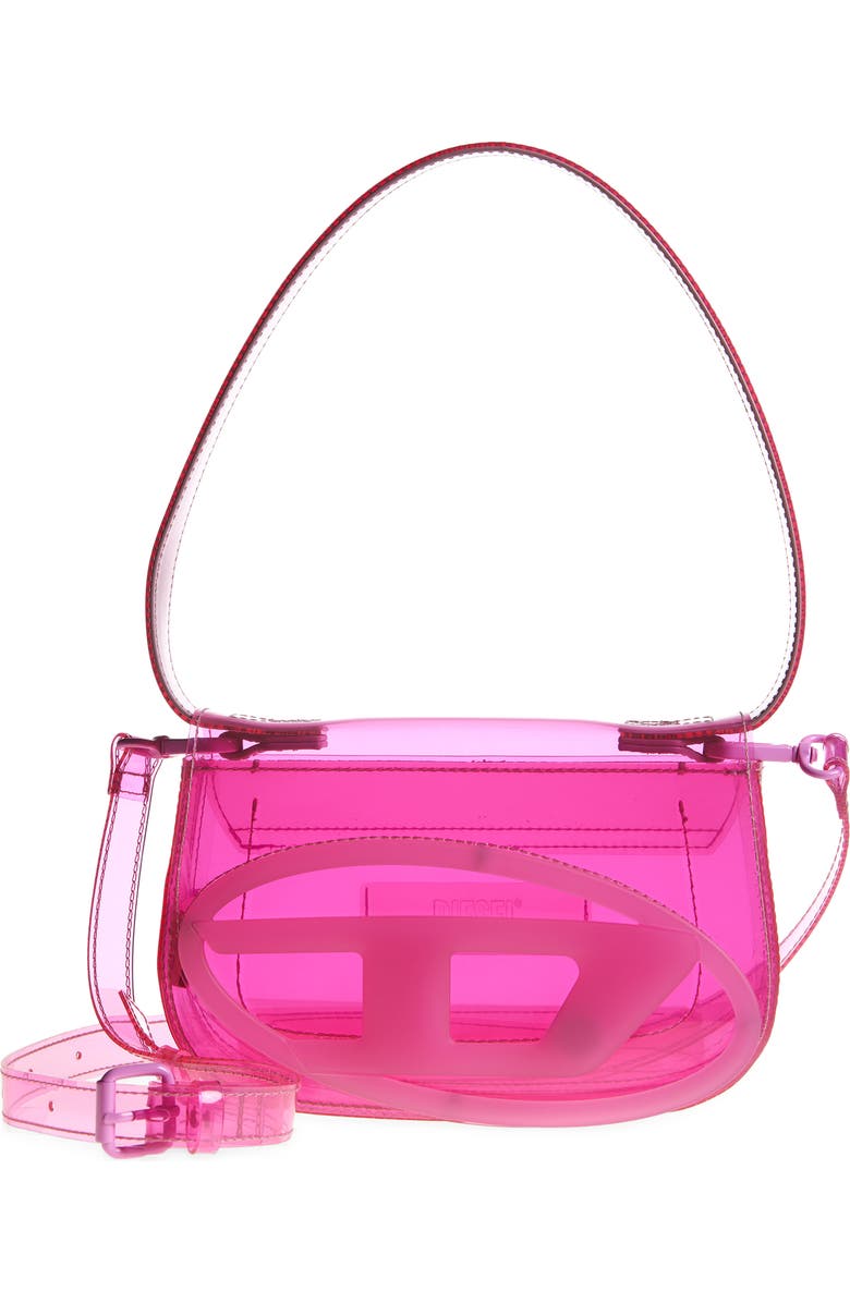 DIESEL<sup>®</sup> 1DR Logo Clear Shoulder Bag, Main, color, Pink