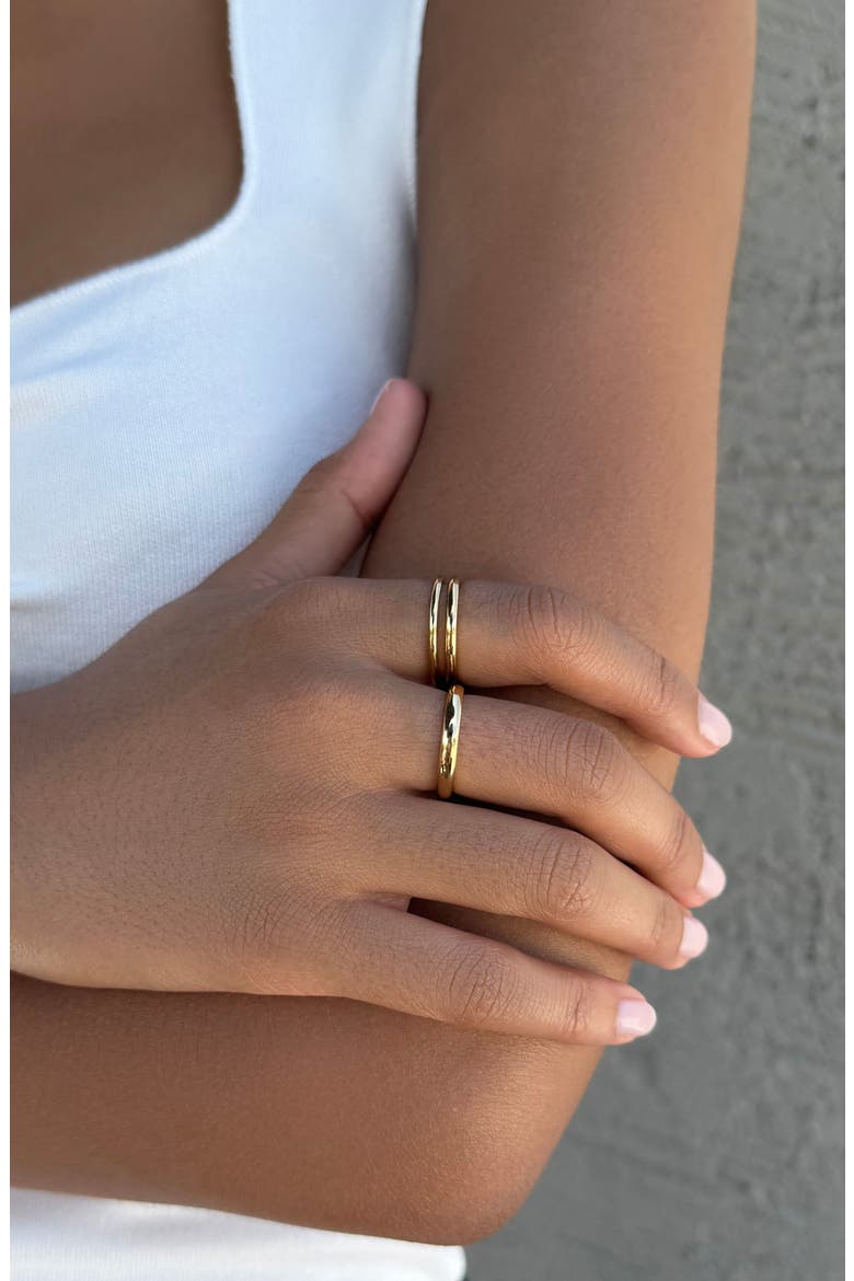 Set of 3 Stackable Band Rings, Alternate, color, GOLD