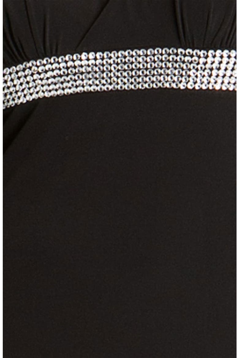 Beaded Cold Shoulder Gown, Alternate, color, BLACK