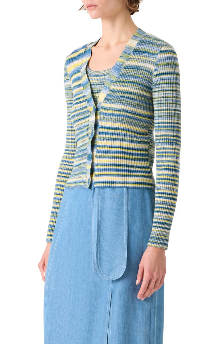 Akris punto Space Dye Merino Wool Cardgian, Alternate, color, Sky Blue-Multi