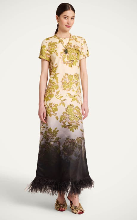 Swing Dress With Feathers