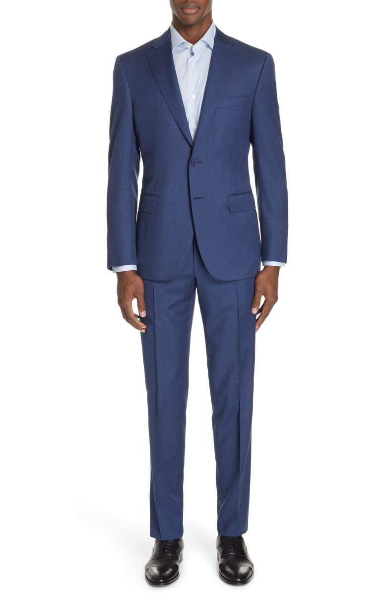 Canali Siena Regular Fit Solid Wool Suit, Main, color,