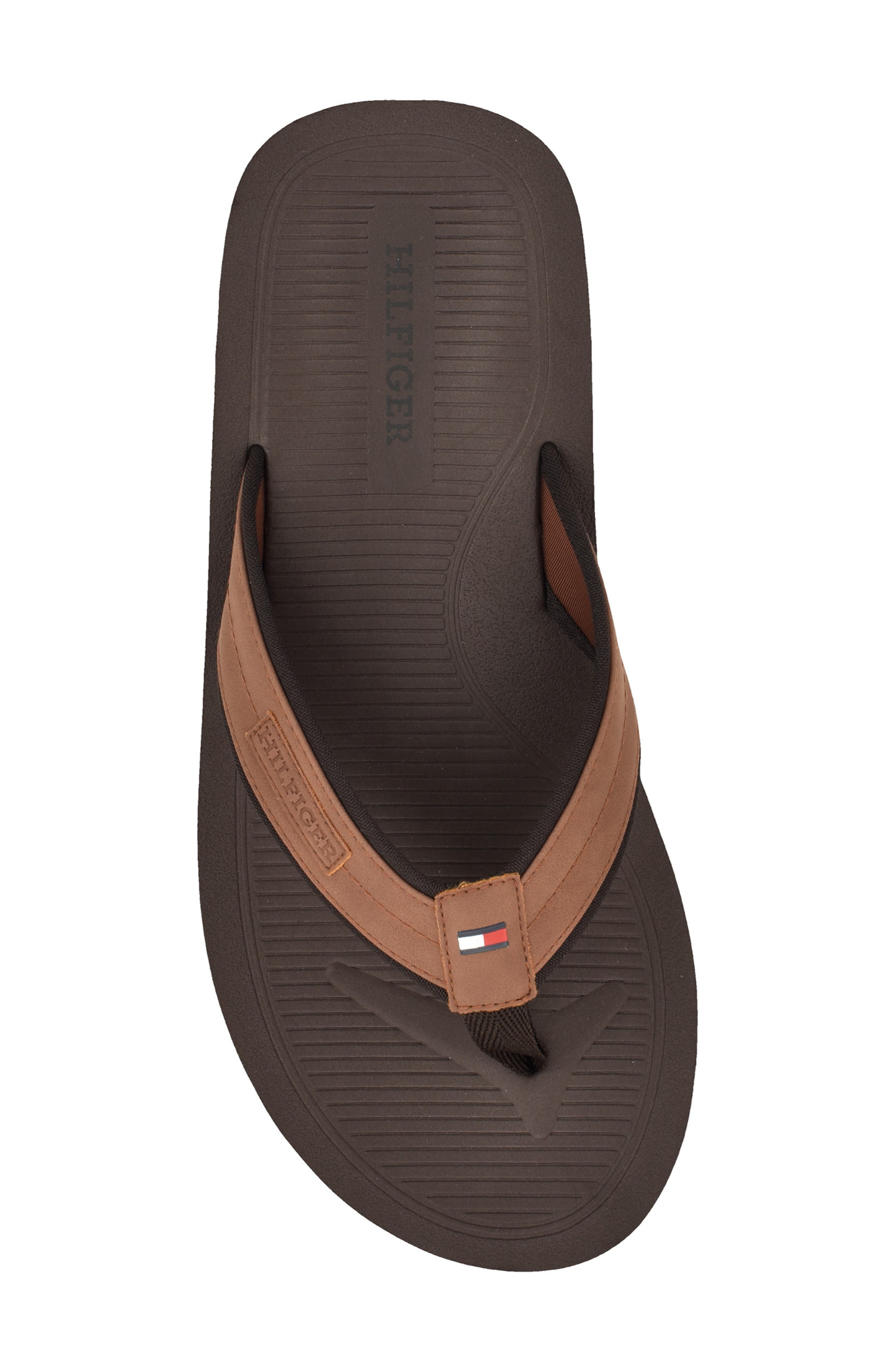 Orlind Logo Flip Flop, Alternate, color, COGNAC/ DARK COFFEE