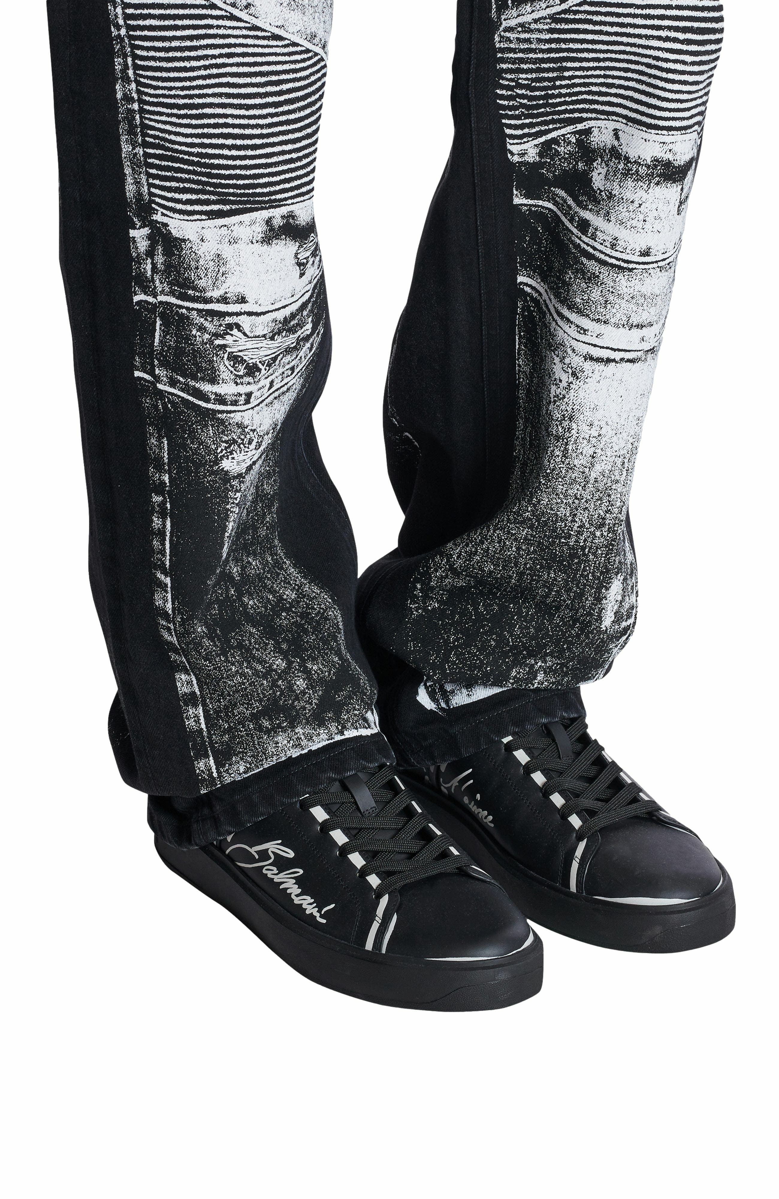 Balmain B-Court Printed Calfskin Trainers, Alternate, color, 