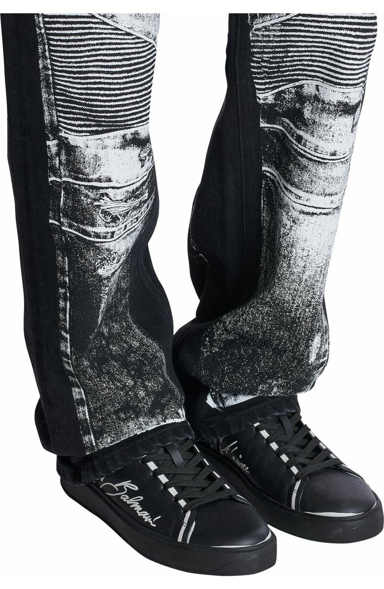 Balmain B-Court Printed Calfskin Trainers, Alternate, color,