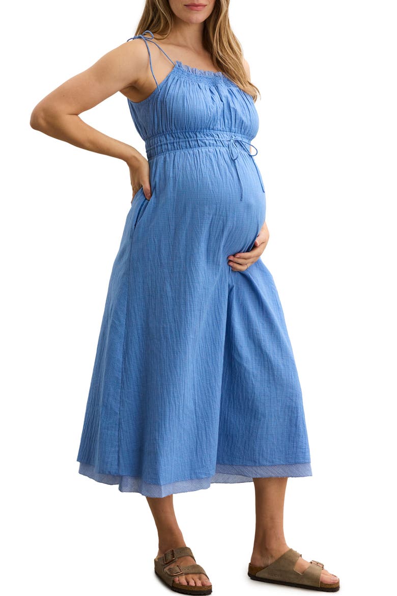 The Audrey Maternity Dress, Alternate, color, Blue Plaid