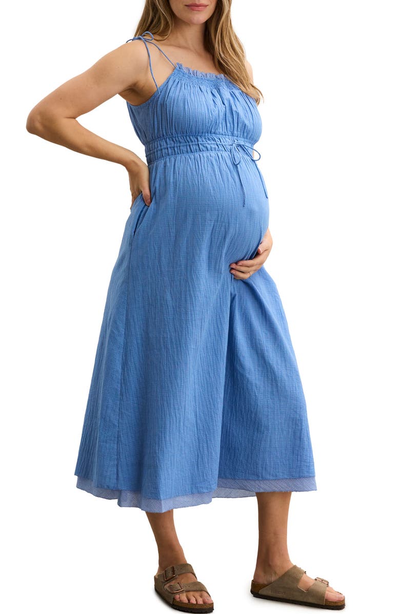 HATCH Collection The Audrey Maternity Dress, Alternate, color, Blue Plaid