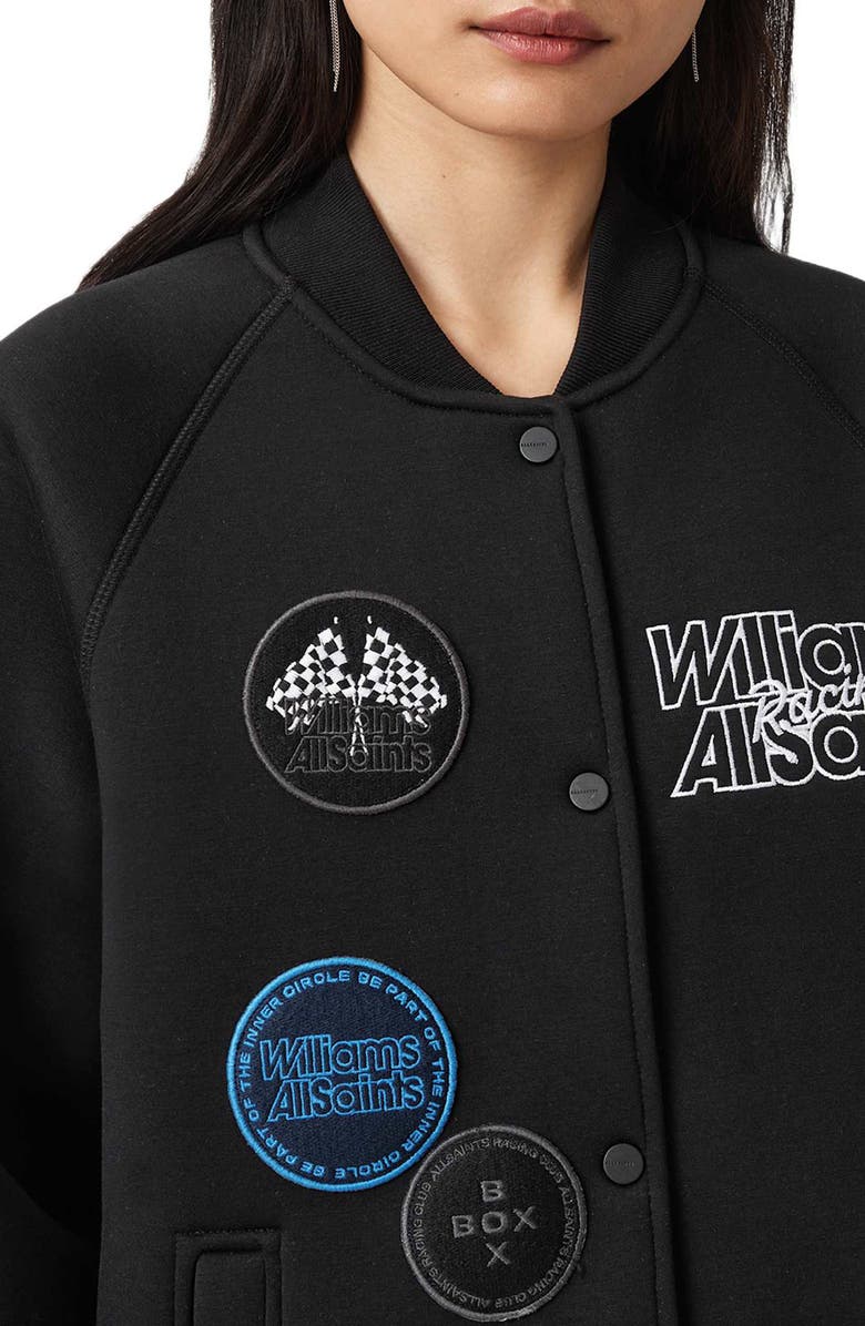 AllSaints Nico Cotton Blend Bomber Jacket, Alternate, color, Black