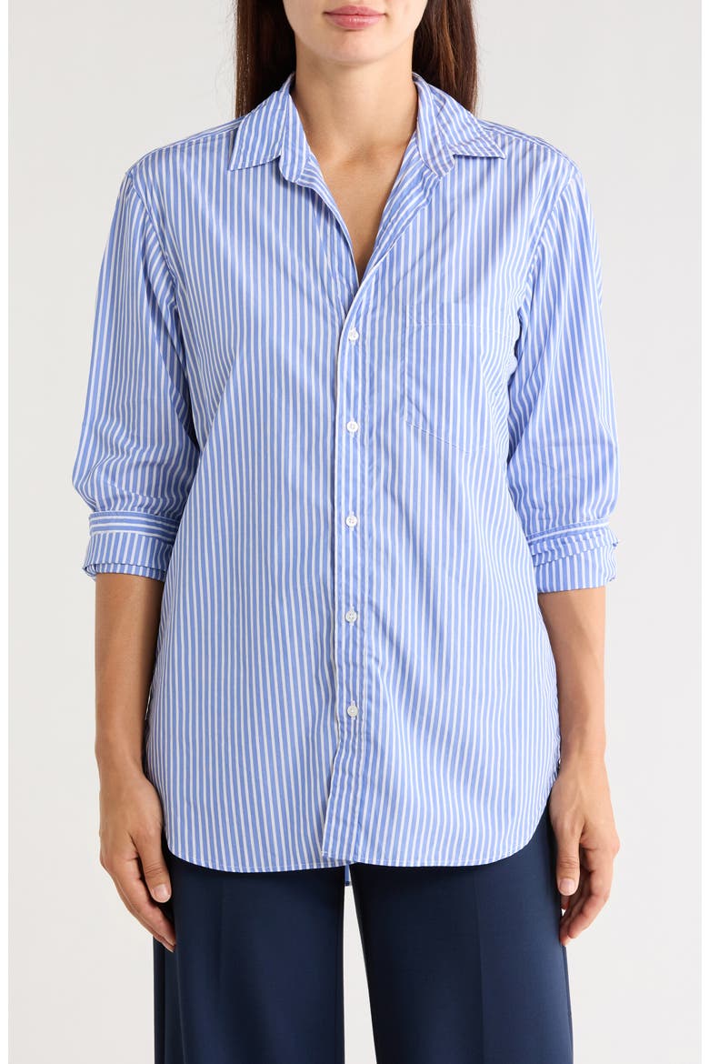 Joedy Striped Cotton Boyfriend Shirt, Main, color, BLUE STRIPE