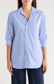 Frank & Eileen Joedy Striped Cotton Boyfriend Shirt