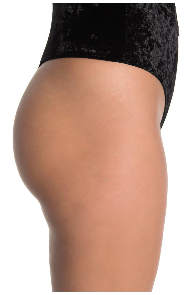 SECRET LACE Crushed Velvet Lace-Up Thong Bodysuit, Alternate, color, 