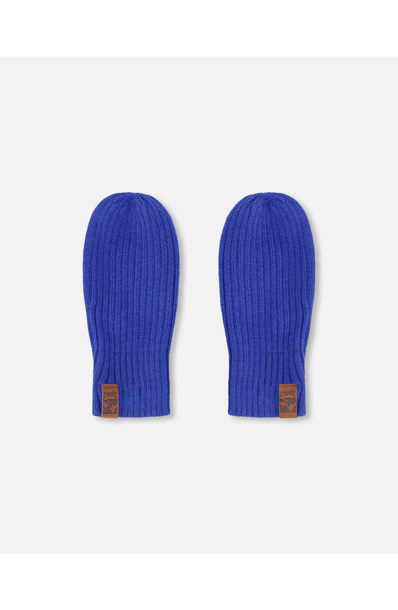 Deux par Deux Boy Soft Ribbed Knit Mittens, Alternate, color, Royal Blue