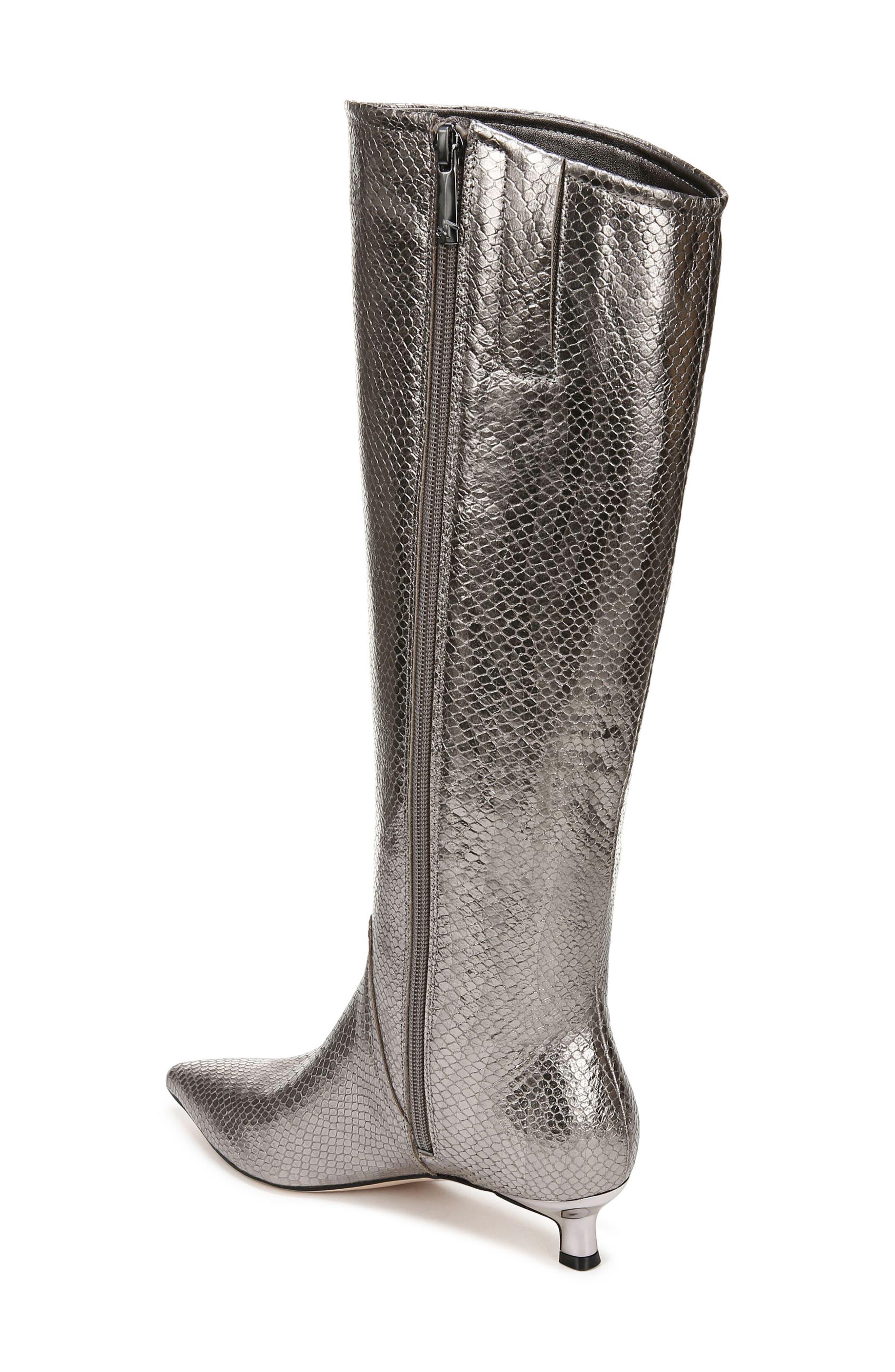 27 EDIT Naturalizer Nikita Kitten Heel Tall Boot, Alternate, color, Silver