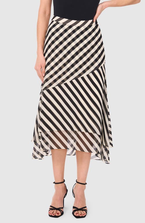 Halogenr Halogen(r) Stripe Layered Midi Skirt In Rich Black