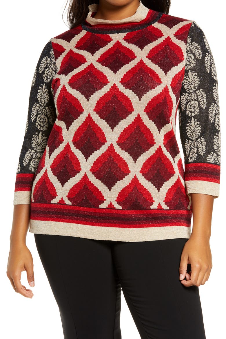 Audrey Jacquard Sweater, Main, color, BORDEAUX