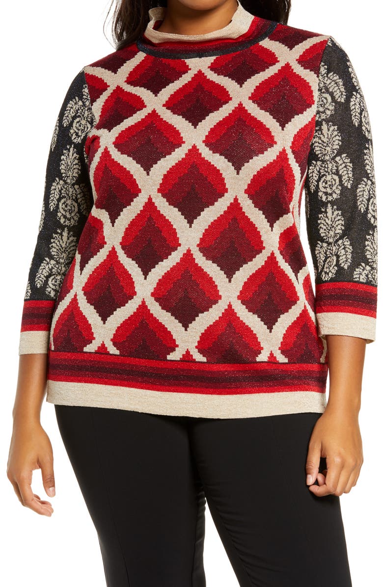Marina Rinaldi Audrey Jacquard Sweater, Main, color,