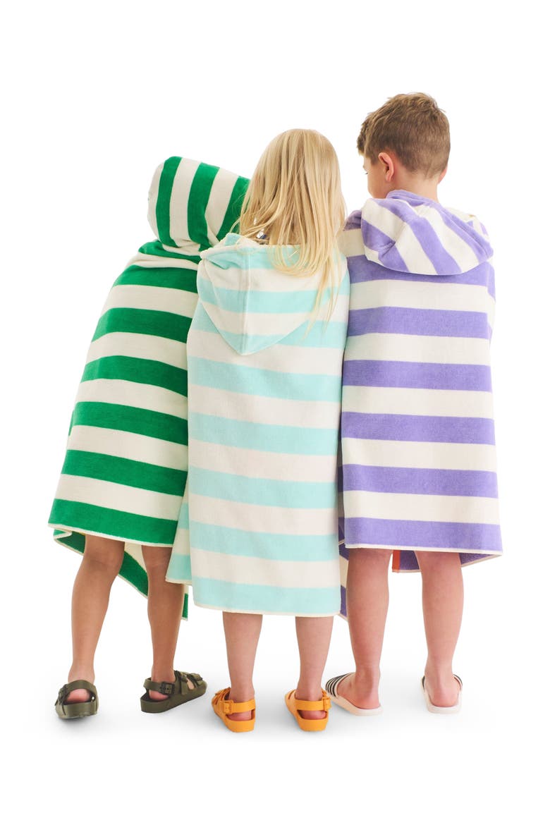 Kids Stripe Hoodie Towel, Alternate, color, White New Rainbow Stripe