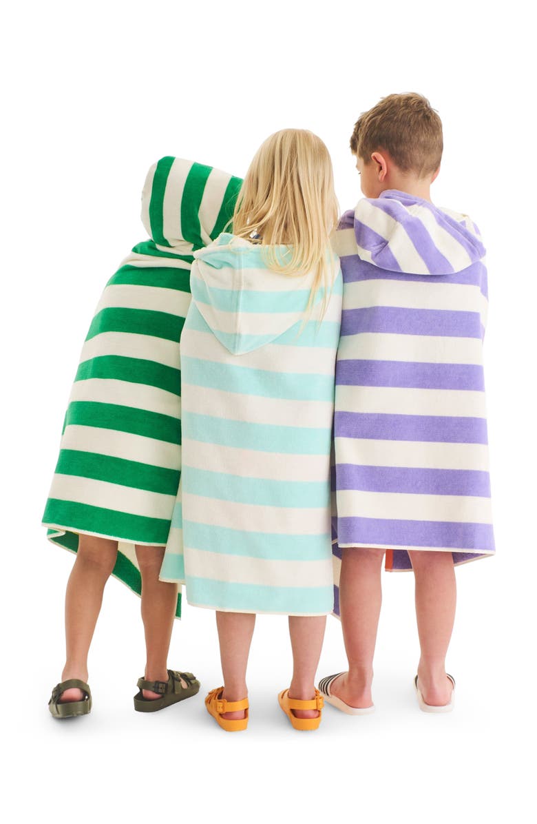Primary Kids Stripe Hoodie Towel, Alternate, color, White New Rainbow Stripe