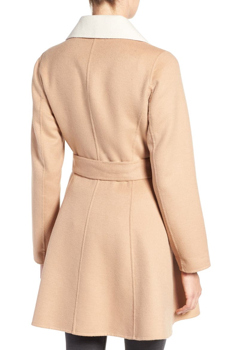 double face walking coat, Alternate, color, CAMEL/ CREAM