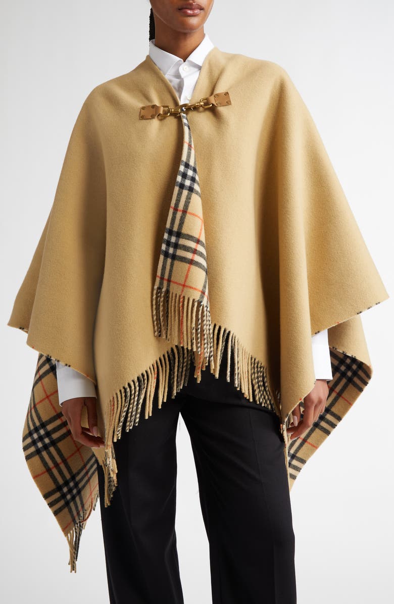 Burberry Marsh Wool Cape, Main, color, Sand