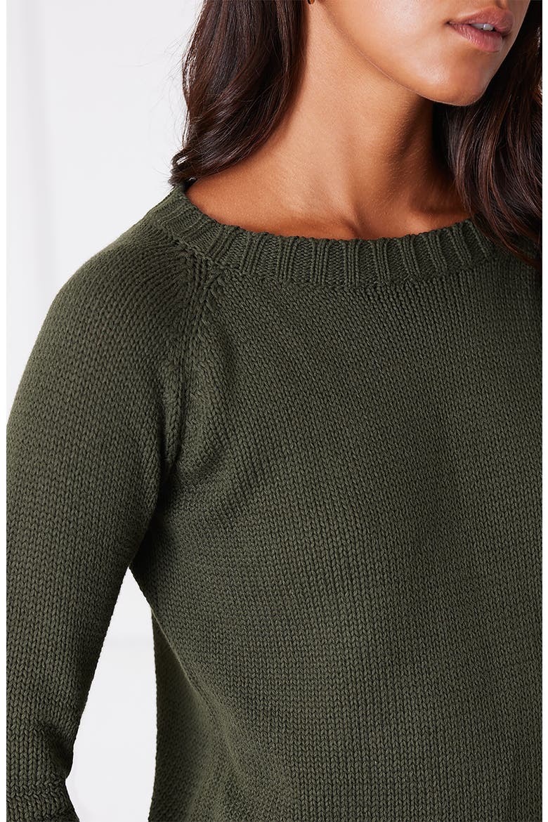 Sloane Cotton Crewneck Sweater, Alternate, color, Forest Green